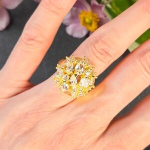 NWT Covet CZ Crystal Cluster Dome Cocktail Ring, Size 8